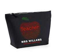 D&T Apple Art Personalised Teacher Canvas Accessory Bag School Leaving Gift for Teacher,Teacher appreciation gift #TT Black M