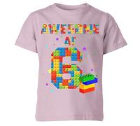 D&T Awesome At Building Blocks Personalised Bricks Theme Party Gift Kids T Shirt#AS Light Pink 8 Years