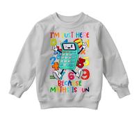 D&T Boys and Girls Calculator National Numeracy Number Day Maths Day Ideas Jumper Sweatshirt for Kids #ND 9-11 Years Sports Grey