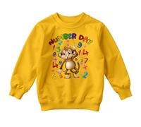 D&T Boys and Girls Cheerful Monkey National Numeracy Number Day Maths Day Ideas Jumper Sweatshirt for Kids #ND 3-4 Years Yellow