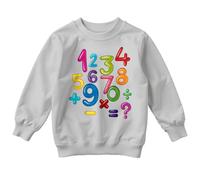 D&T Boys and Girls Colorful Bubbly National Numeracy Number Day Maths Day Ideas Jumper Sweatshirt for Kids #ND 7-8 Years Sports Grey
