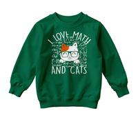 D&T Boys and Girls Cute Cat Math National Numeracy Number Day Maths Day Ideas Jumper Sweatshirt for Kids #ND 12-13 Years Forest Green