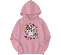D&T Boys and Girls Dabbing Unicorn Math National Numeracy Number Day Maths Day Ideas Jumper Hoody for Kids #ND 7-8 Years Light Pink