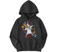 D&T Boys and Girls Dabbing Unicorn Math National Numeracy Number Day Maths Day Ideas Jumper Hoody for Kids #ND 5-6 Years Black