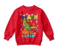 D&T Boys and Girls Dinosaur Math Rock Star National Numeracy Number Day Maths Day Ideas Jumper Tee for Kid #ND 7-8 Years Red