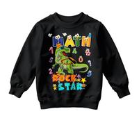 D&T Boys and Girls Dinosaur Math Rock Star National Numeracy Number Day Maths Day Ideas Jumper Tee for Kid #ND 5-6 Years Black