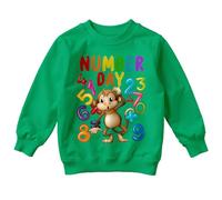 D&T Boys and Girls Monkey Math National Numeracy Number Day Maths Day Ideas Jumper Sweatshirt for Kids #ND 7-8 Years Kelly Green