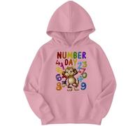 D&T Boys and Girls Monkey Math Number Day Maths Day Ideas Jumper Hoody for Kids #ND 5-6 Years Light Pink