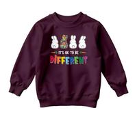 D&T Boys Girls Different Bunny Autism Awareness Day Sweatshirt Jumper Spectrum Acceptance Support #AD 4-5 Years Maroon