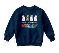 D&T Boys Girls Different Bunny Autism Awareness Day Sweatshirt Jumper Spectrum Acceptance Support #AD 7-8 Years Navy