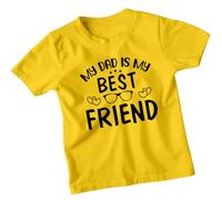 D&T Boys Girls My Dad is My Best Friends Day T-Shirt Bestie Matching BFF Shirt Friendship Day Gift Idea #BFD - 9-11 Years Yellow