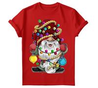 D&T Christmas Gnome with String Lights T-Shirt for The Whole Family - Festive Holiday Design #MC 5XL Red