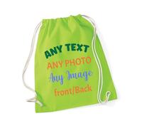 D&T Custom Cotton Drawstring Backpack - Add Photo and Text - Lightweight Bag for Gym, School, Travel, or Everyday Use