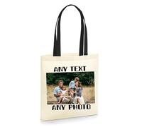 D&T Custom Reusable Cotton Tote Bag - Add Your Text or Design | Eco-Conscious Gift for Birthdays, Weddings & More Natural Black