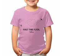 D&T Customisable Heart-Shaped Airplane Route T-Shirt for Kids Personalize with Name Ideal for First-Time Flyers#TA-195 7-8 Years Light Pink