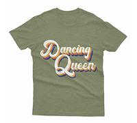 D&T Dancing Queen Vintage Retro Nostalgia Party Costume Unisex T Shirt #P1#Or#A Heather Military Green M
