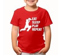 D&T Eat Sleep Cricket Fan Player Gift Sports Boys Girls Teen Kids T-Shirts #TA-23 Red 7-8 Years