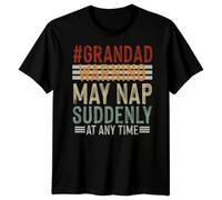 D&T #Grandad Warning May Nap Suddenly at Any Time Grandparent Humor Family Graphic Tee Mens Womens Unisex T Shirt Napping Gift Idea 2XL Black