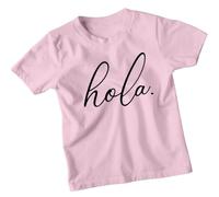 D&T Hello in Different Language Spanish Kids T-Shirt | Childrens Boys Girls Graphic Tee | Cute Greeting Gift School, Birthday, Holiday Outfit 2-3 Years Light Pink