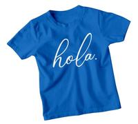 D&T Hello in Different Language Spanish Kids T-Shirt | Childrens Boys Girls Graphic Tee | Cute Greeting Gift School, Birthday, Holiday Outfit 12-13 Years Royal Blue