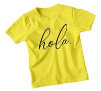 D&T Hello in Different Language Spanish Kids T-Shirt | Childrens Boys Girls Graphic Tee | Cute Greeting Gift School, Birthday, Holiday Outfit 9-11 Years Yellow