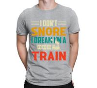 D&T I Don't Snore I Dream I'm A Train Funny Vintage Mens Womens T-Shirts Top #BAL Sport Grey (RS) L