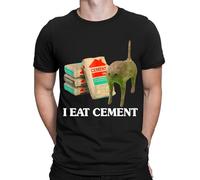 D&T I Eat Cement Cursed Cat Funny Meme Lovers Gift Joke Mens Womens T-Shirts #NED Black 2XL