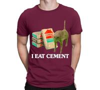 D&T I Eat Cement Cursed Cat Funny Meme Lovers Gift Joke Mens Womens T-Shirts #NED L Maroon