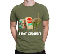 D&T I Eat Cement Cursed Cat Funny Meme Lovers Gift Joke Mens Womens T-Shirts #NED Military Green 2XL