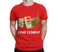 D&T I Eat Cement Cursed Cat Funny Meme Lovers Gift Joke Mens Womens T-Shirts #NED Red L