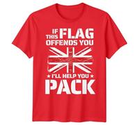 D&T If This Flag Offends You Ill Help You Pack Mens Graphic Tee British Pride National Pride Union Jack T-Shirt 5XL Red