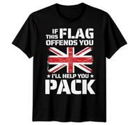 D&T If This Flag Offends You Ill Help You Pack Mens Graphic Tee British Pride National Pride Union Jack T-Shirt XL Black