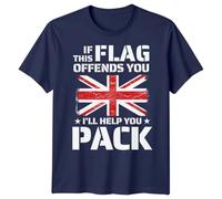 D&T If This Flag Offends You Ill Help You Pack Mens Graphic Tee British Pride National Pride Union Jack T-Shirt M Navy