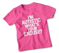 D&T Kids I'm Autistic Be Kind Awareness Tshirt â€“ Autistic Birthday Gift 9-11 Years Fuchsia