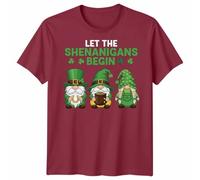 D&T Let The Shenanigans Begin Irish Gnomes St Patrick's Day Unisex Tshirt Funny Saint Patricks Day Apparel Unisex M Burgundy