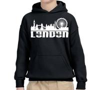 D&T London Skyline England UK Tower Souvenir Gift Boys Girls Kids Hoody 3#TA-51 Black 12-14 Years