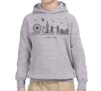 D&T London Skyline England UK Tower Souvenir Gift Boys Girls Kids Hoody #TA-51 Sports Grey 7-8 Years