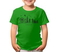D&T London Skyline England UK Tower Souvenir Gift Boys Girls Kids T-Shirts #TA-51 Irish Green 5-6 Years