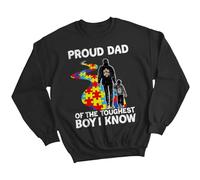 D&T Mens Proud Dad Autism Awareness Day Sweatshirt Jumper Spectrum Acceptance Support #AD XL Black