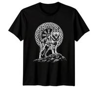 D&T Nordic Wolf Viking Mens Cotton T-Shirt Warrior Fighter Unisex Graphic Top M Black