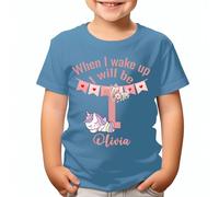 D&T Personalised Any Name When I Wake Up I Will Be One Birthday Kids T-Shirts #TA-23 Light Blue 9-11 Years