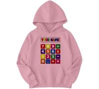 D&T Personalised Boys and Girls Calculator Number Day Maths Day Ideas Jumper Hoody #ND 9-11 Years Light Pink