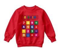 D&T Personalised Calculator Numbers Education Kids Sweatshirt Custom Name Learning Graphic Unisex Childrens Jumper 7-8 Years Red