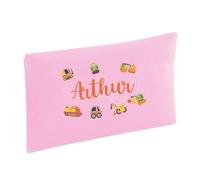 D&T Personalised Construction Vehicle Transportation Pencil Case for Boys Kids Student Stationery Pen Pouch Classic Pink