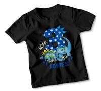 D&T Personalised Dinosaur T-Shirt for Kids 3rd Birthday Gift Fun and Colorful Design Soft Cotton Top for Boys and Girls #TA-195 3-4 Years Black