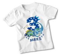 D&T Personalised Dinosaur T-Shirt for Kids 3rd Birthday Gift Fun and Colorful Design Soft Cotton Top for Boys and Girls #TA-195 3-4 Years White