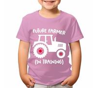 D&T Personalised Future Farmer Kids T-Shirt Cartoon Tractor Custom Name Perfect for Boys and Girls #TA-195