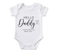 D&T Personalised Hello Daddy Pregnancy Announcement Baby Vest | Breathable material