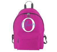 D&T Personalised Kids Backpack for Girls and Boys: WaterProof Back to School, Customised with Monogrammed Initials & Names. A Unique Rucksack Ideal for School Children Fuchsia/Graphite O/S