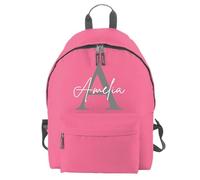 D&T Personalised Kids Backpack for Girls and Boys: WaterProof Back to School, Customised with Monogrammed Initials & Names. A Unique Rucksack Ideal for School Children True Pink/Graphite O/S